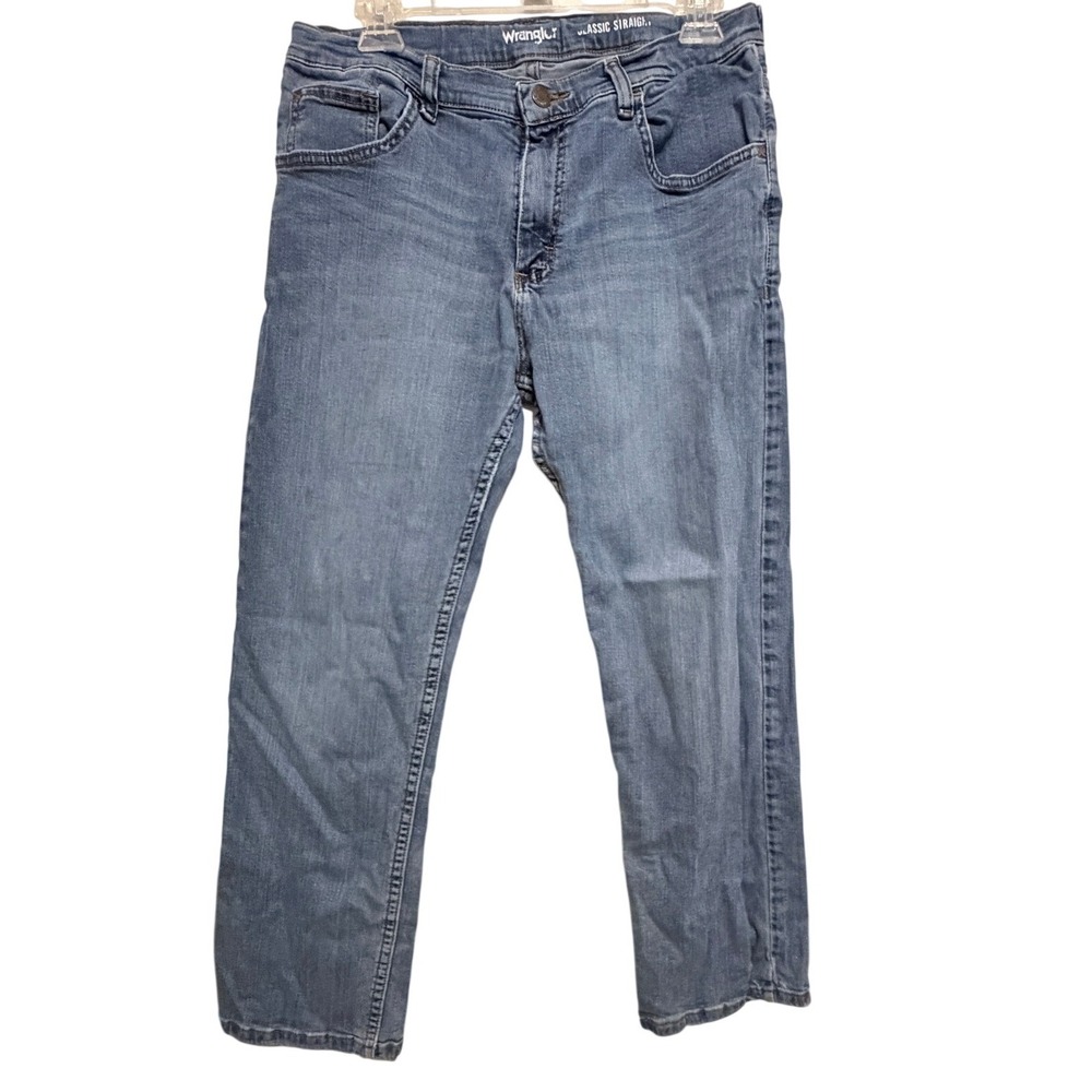 Wrangler Classic Straight Jeans Medium Wash Denim Blue 16 Husky 112325749